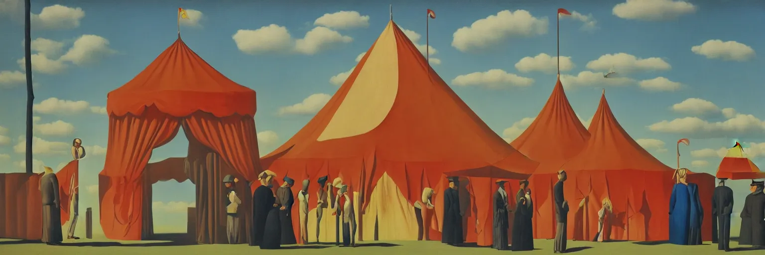 Image similar to circus tent painting magritte