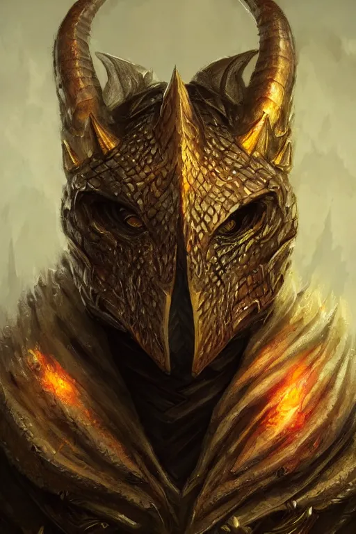 Image similar to dragonborn warlock, d & d, fantasy, humanoid dragon portrait, highly detailed, headshot, digital painting, trending on artstation, concept art, sharp focus, illustration, art by artgerm and greg rutkowski and magali villeneuve