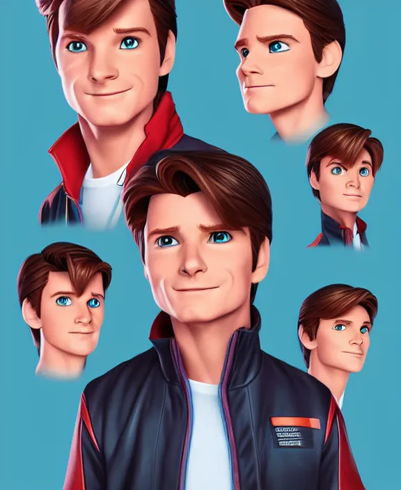 Prompt: marty mcfly as a disney character, by artgerm and frozen