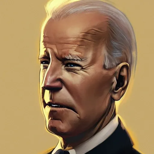 Image similar to joe biden, highly detailed digital painting, artstation, concept art, smooth, sharp focus, illustration, art by artgerm and greg rutkowski and alphonse mucha