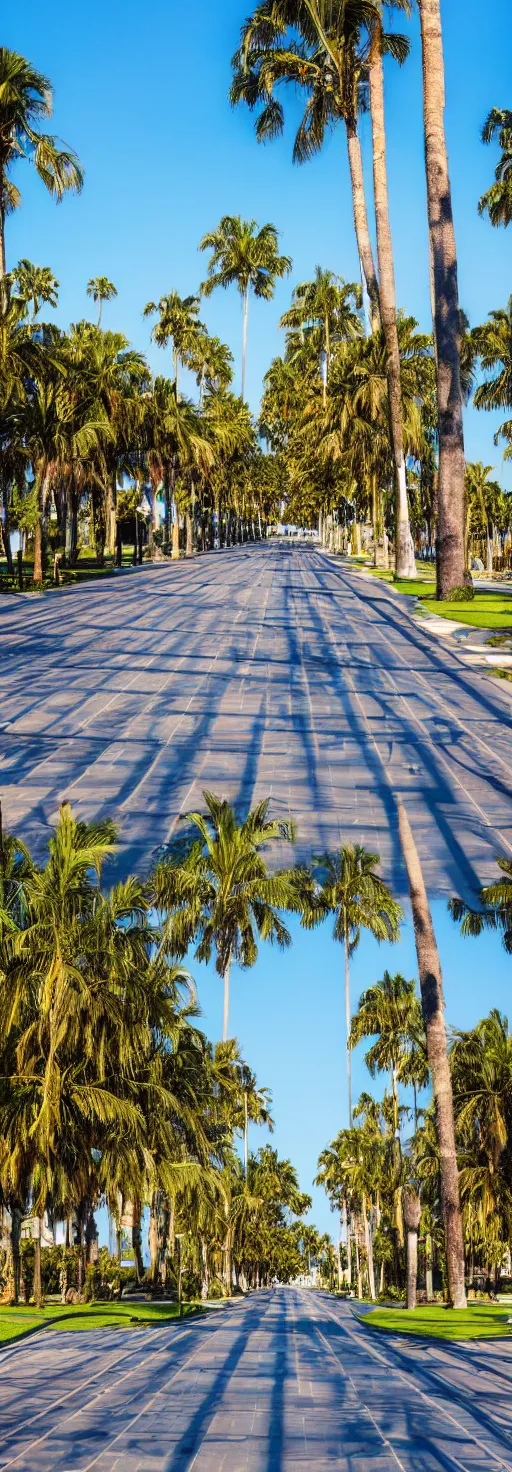 Prompt: satellite photo of walkway, palm trees, bicycles straight lines, accessible for the disabled, by professional photographer, 8 k resolution, photo, high quality