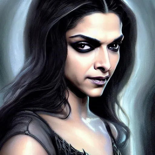 Image similar to beautiful young deepika padukone as catwoman, closeup, d & d, fantasy, intricate, elegant, highly detailed, digital painting, artstation, concept art, matte, sharp focus, illustration, art by artgerm and greg rutkowski and alphonse mucha