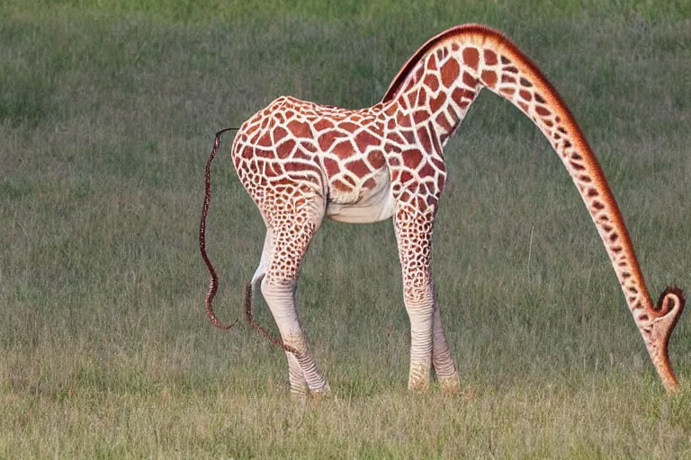 Image similar to dramatic realistic jiraffe with octopus legs