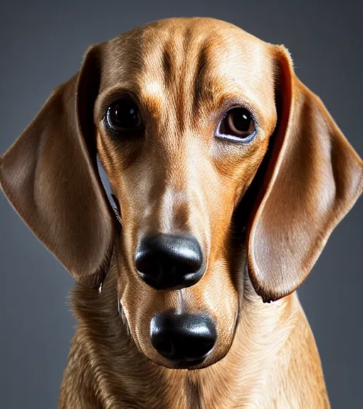 Prompt: owen wilson with a snout and the ears of a dachshund : : headshot : : studio lighting,
