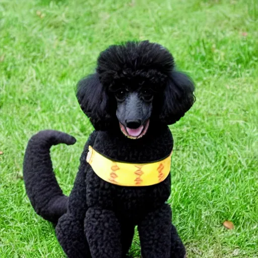 Prompt: cute black poodle with a mimosa