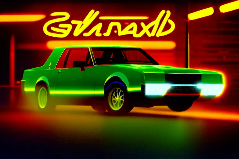 Image similar to stylized poster of a single gnx grand national, thick neon lights, ektachrome photograph, volumetric lighting, f 8 aperture, cinematic eastman 5 3 8 4 film