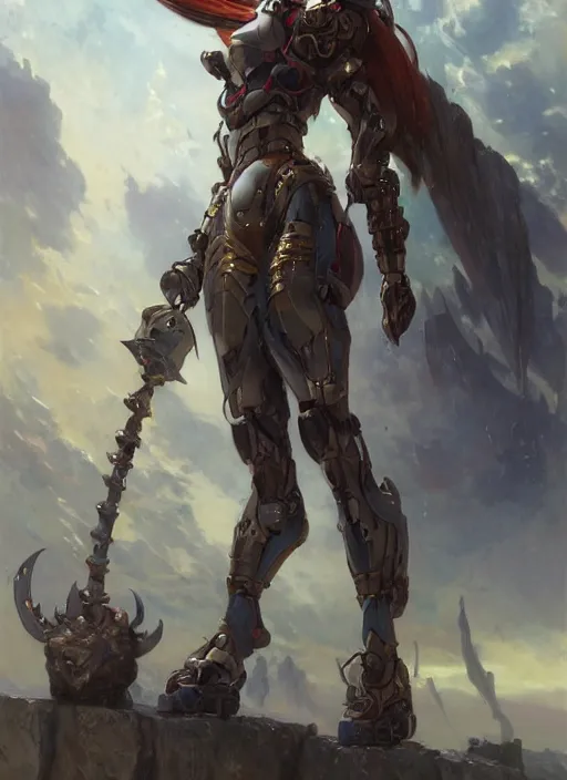 Image similar to character design game art digital 3 d girl viking evangelion cyborg armor by gaston bussiere, anna nikonova aka newmilky, greg rutkowski, yoji shinkawa, yoshitaka amano, tsutomu nihei, muira, moebius, donato giancola, riccardo federici, trending on artstation, featured on pixiv