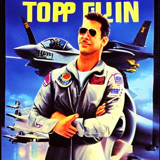 Image similar to hungarian movie poster for top gun, painted