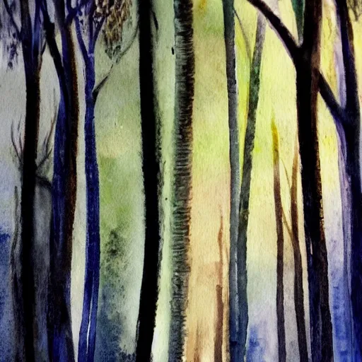 Image similar to dark forest, watercolor, oil painting