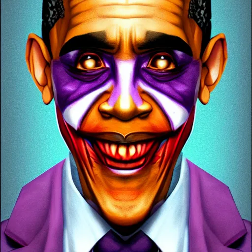 Image similar to obama as the joker, artstation