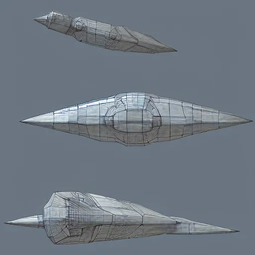 Prompt: concept art for a spaceship, 3D polygonal.