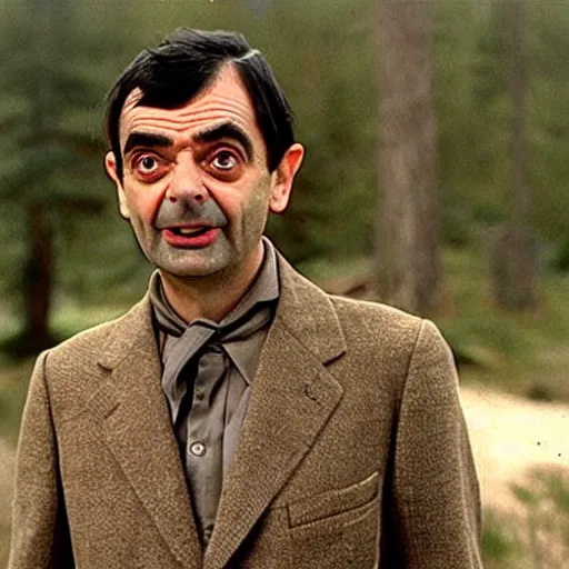 Image similar to A still of Mr Bean in Rambo First Blood