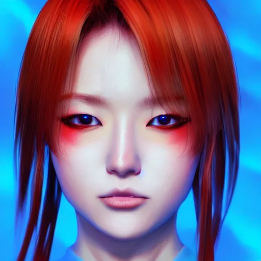 Prompt: Photorealistic Asuka Soryu. Hyperdetailed photorealism, 108 megapixels, amazing depth, glowing rich colors, powerful imagery, psychedelic Overtones, 3D finalrender, 3d shading, cinematic lighting, artstation concept art