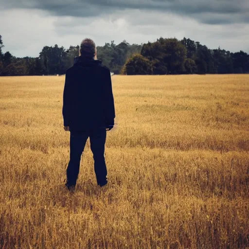 Prompt: a man standing in a field