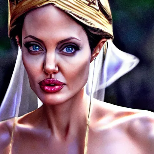 Image similar to an amazing award winning photo of angelina jolie as princess zelda