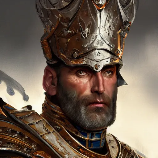 Image similar to close up portrait of emperor karl franz in renaissance armor, by cedric peyravernay and feng zhu, highly detailed, excellent composition, cinematic concept art, dramatic lighting, trending on artstation