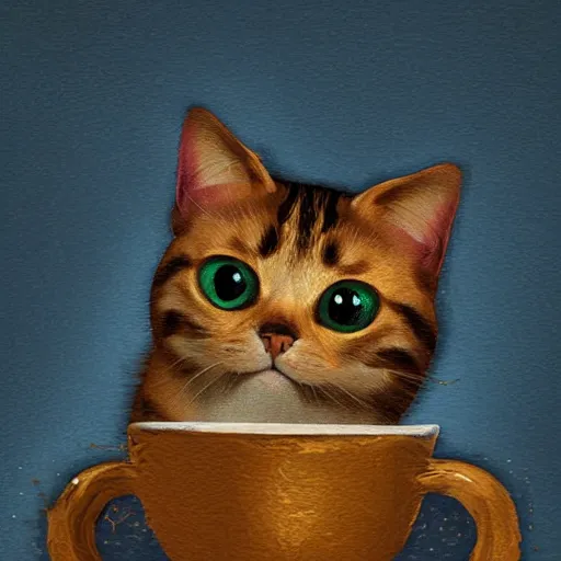 Prompt: a cup of cat, digital art