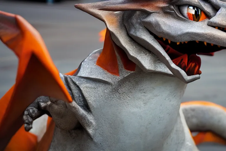 Image similar to closeup potrait of charizard on broadway, natural light, sharp, detailed face, magazine, press, photo, Steve McCurry, David Lazar, Canon, Nikon, focus