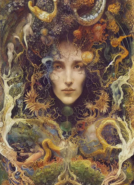 Image similar to abiogenesis, by ernst haeckel and john singer sargent and agostino arrivabene and joaquin sorolla