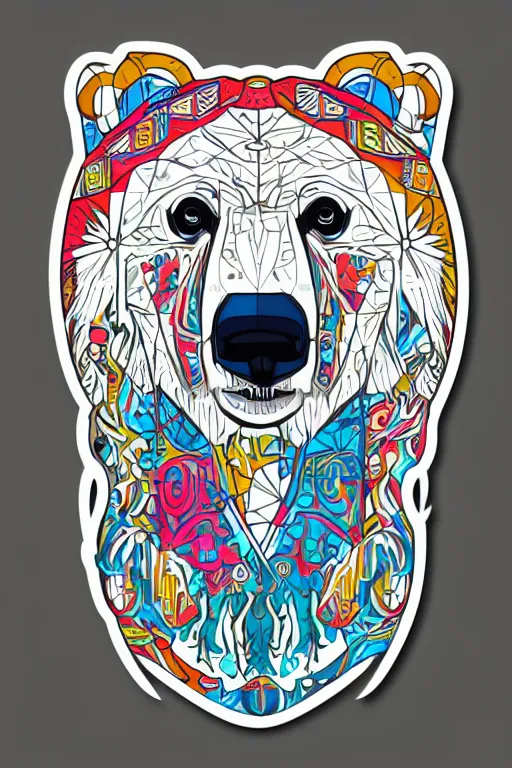 Image similar to Portrait of a polar bear, knight, medieval, sticker, colorful, illustration, highly detailed, simple, smooth and clean vector curves, no jagged lines, vector art, smooth