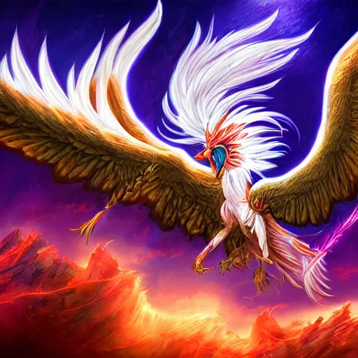 Image similar to fantasy phoenix with wing on fire, high detail, fantasy art, concept art, 4 k, ultra detail, computer art