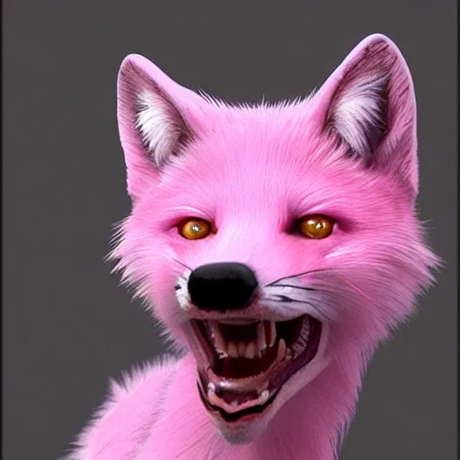 Image similar to pink fox, hyper realistic, 1 6 k, artstation,