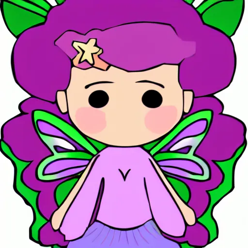 Prompt: a clipart image of a cute kawaii fairy