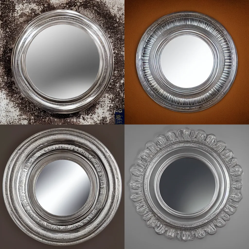 Prompt: the full moon in a big, rococco style silver mirror, detailed, high resolution, award winning photo
