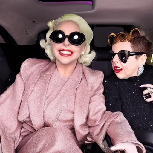 Image similar to lady gaga and judy garland carpool karaoke