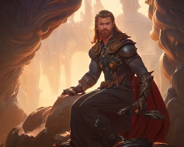 Prompt: photography of chris hemsworth, deep focus, d & d, fantasy, intricate, elegant, highly detailed, digital painting, artstation, concept art, matte, sharp focus, illustration, hearthstone, art by artgerm and greg rutkowski and alphonse mucha