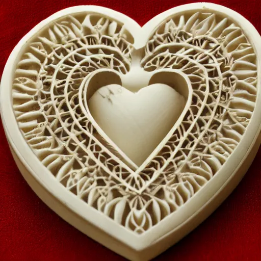 Prompt: intricate heart carved into ivory, c anon 5 d 5 0 mm lens