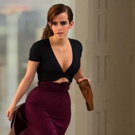 Image similar to A still of Emma Watson as Kim Kardashian