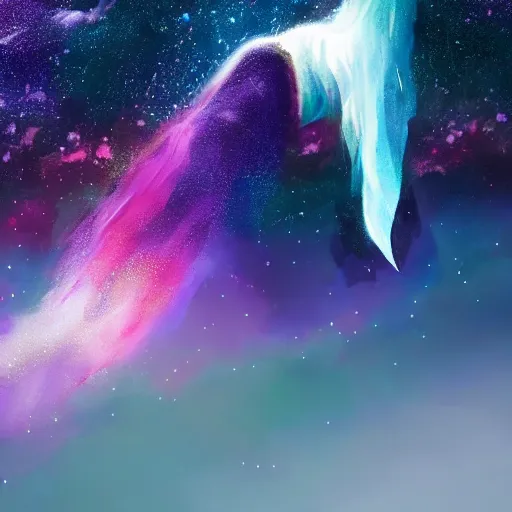 Image similar to a piano with an open wing, a galaxy inside the wing, cinematic, bright, in the style of charlie bowater