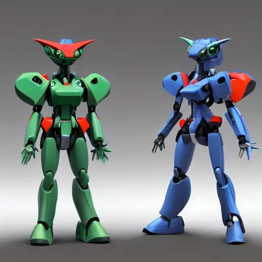 Prompt: 3 d gunpla, lizard, i robot style, pastelle colors, toy, hard surface, octane render