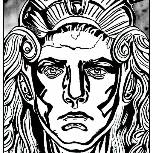 Prompt: apollo face close up coloring pages