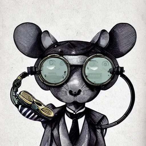 Prompt: a rat with steampunk googles, by rebecca sugar