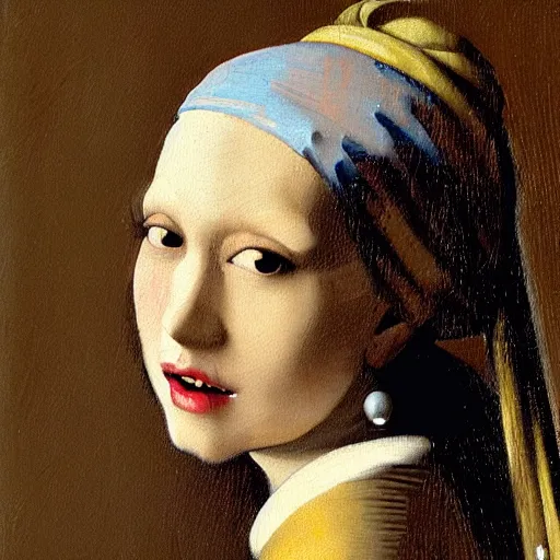 Prompt: Zero Two with a pearl earing by Johannes Vermeer