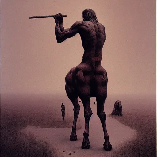 Prompt: centaur, beksinski