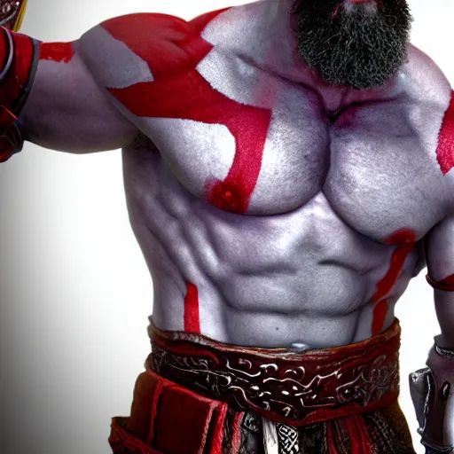 Prompt: Kratos from god of war on the Elen show