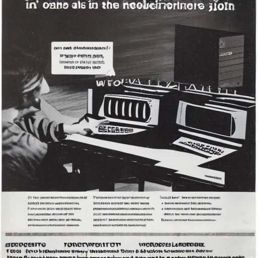 Image similar to magazine advertisement for retro wetware computer