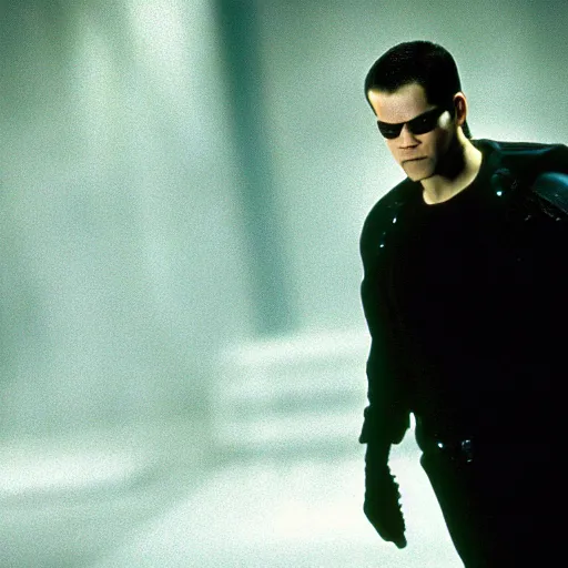 Image similar to matt damon as neo in the matrix