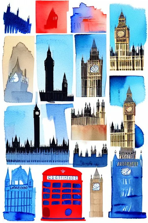 Image similar to minimalist watercolor art of london, illustration, vector art