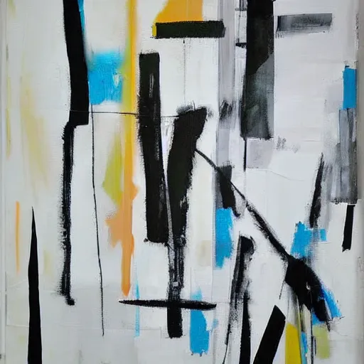 Image similar to abstract expressionist minimalist painting, interesting relationship within the composition, gestural lines, minimalism, white sketchbook style, paint on canvas, power washed texture, masterpiece, by secundino hernandez