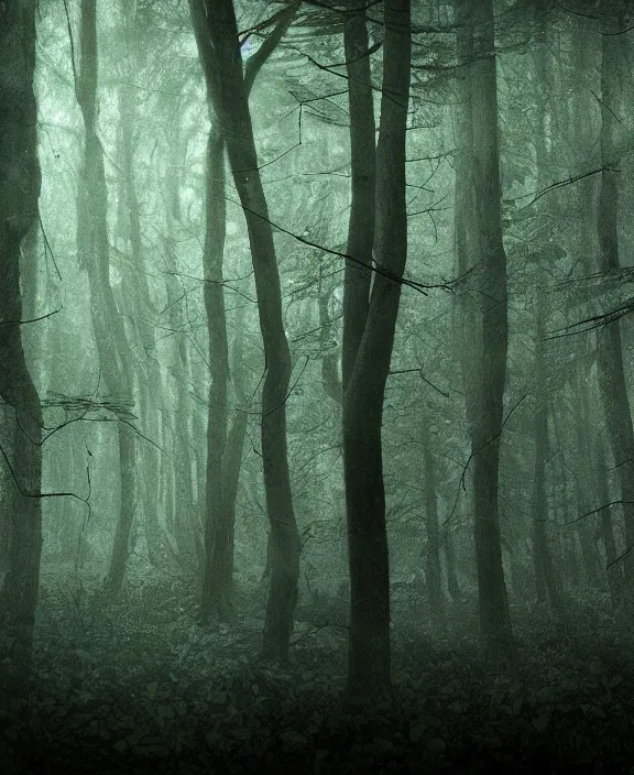 Image similar to xenomorph dark forest with trees all merge, dark mist colors, giger background liminal void, digital art, cinematic lighting, realistic, award winning photograph, various refining methods, micro macro autofocus