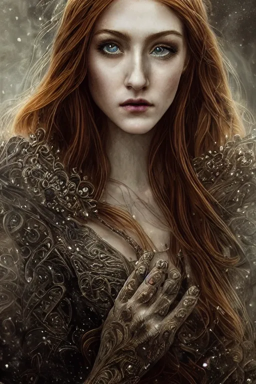 Image similar to majestic and regal portrait of katherine mcnamara, intricate, epic, elegant, menacing, fantasy, highly detailed, digital painting, hard focus, beautiful volumetric lighting, epic light, ultra detailed, horror, souls, ghosts, smoke by leesha hannigan, ross tran, thierry doizon, kai carpenter, ignacio fernandez rios