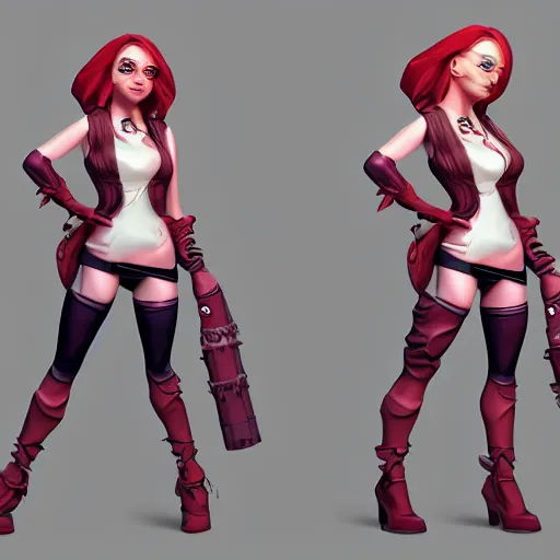 Prompt: character design of a combination of a minion and miss fortune, artstation, clean lines, 4 k