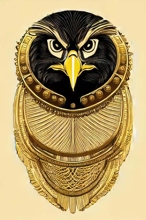 Image similar to Portrait of eagle, steampunk, gold, colorful, illustration, highly detailed, simple, smooth and clean vector curves, no jagged lines, vector art , smooth