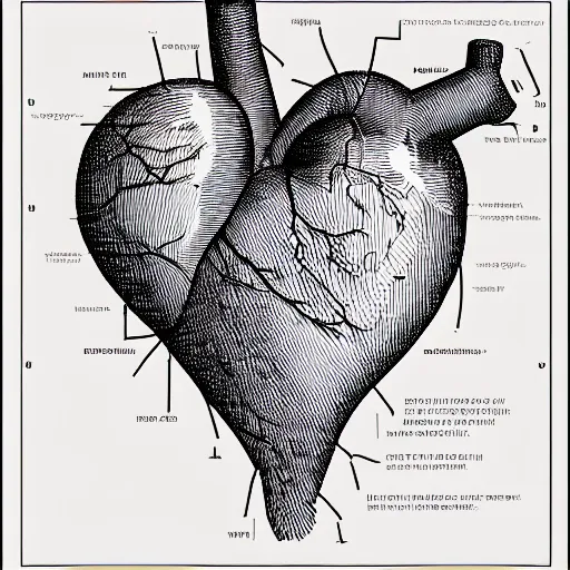 anatomical heart diagram black and white