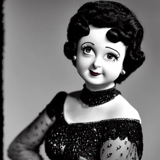 Image similar to betty boop as a real person, photo, 8k