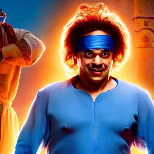 Image similar to doc brown as genie in the movie aladdin, movie still 8 k hdr atmospheric lighting